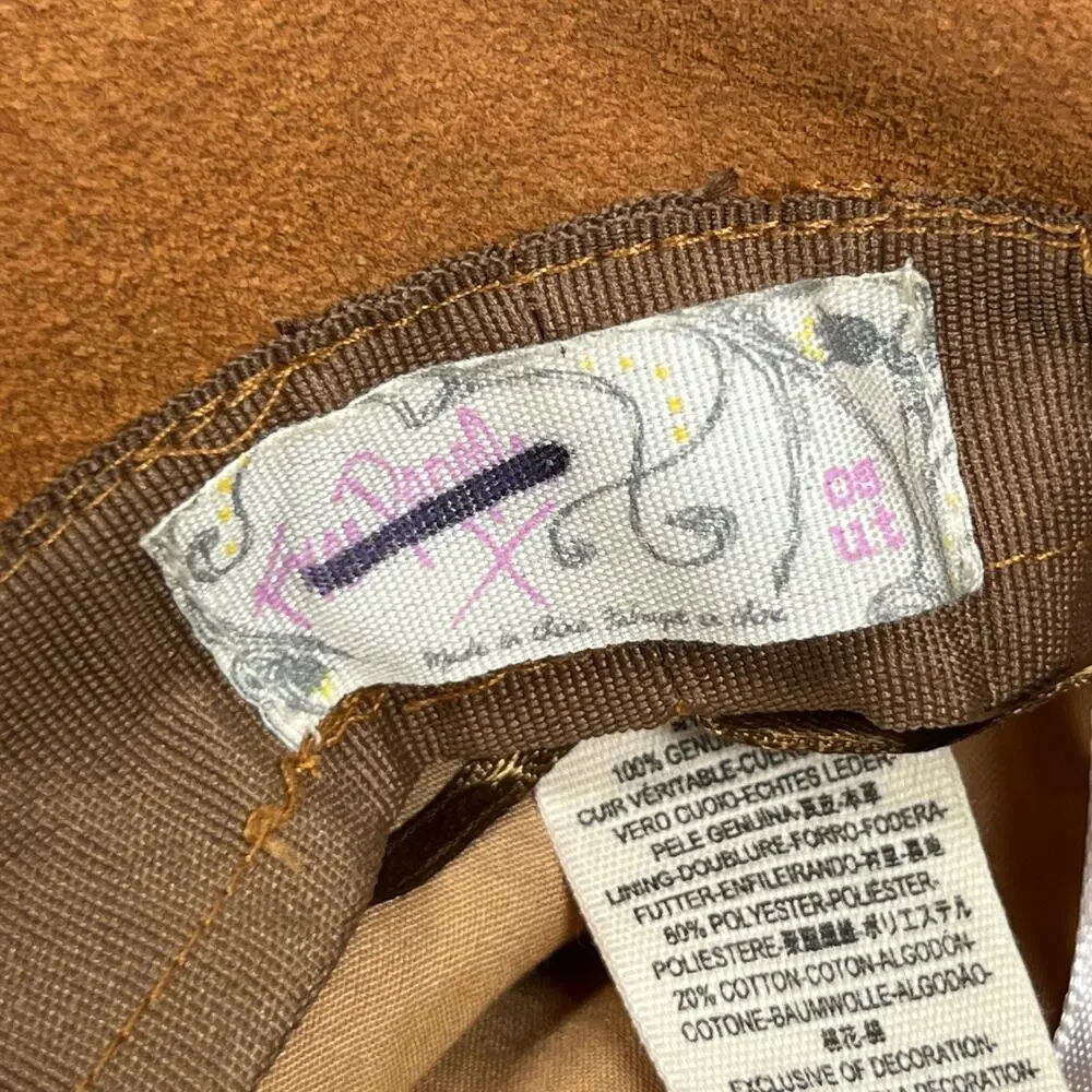 FREE PEOPLE Hat OS Tennessee Suede Leather Floppy Bucket Cap Braided Band Brown